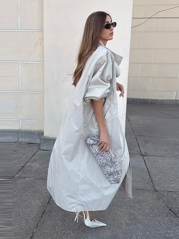 Women's Oversized Stand Collar Trench Coat - view 6