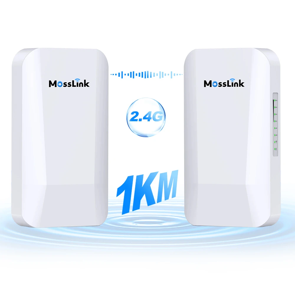 Mosslink Long Range 1-2km Outdoor Cpe Waterproof Wifi AP 300mbps Point to Multipoint Wireless Bridge for Elevator Cctv Camera