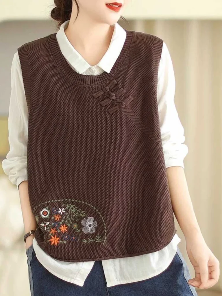 Women's Knit Vest with Shoulder Pads
