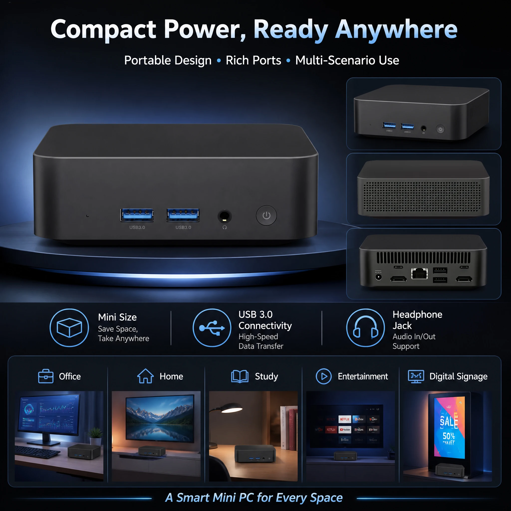 2026 Intel Core I9 10980HK N150 Portable Computer Mini PC 32GB RAM 1TB SSD Windows 11 Pro 4K Gaming PC Office Study WIFI 6 BT5.2 - Image 4