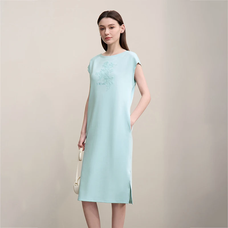 Women's Embroidered Lace Boat Neck Midi Dress - view 4