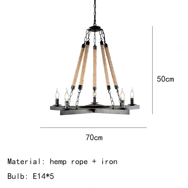 Vintage Rope LED Pendant Lamp – Metal Black/Brown Chandelier - Image 22