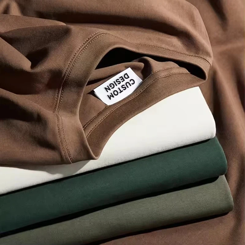 "Unisex Heavyweight Round Neck T Shirt 220GSM 100% Cotton Streetwear Basic Tees Oversize Fit Bulk Wholesale" Men's and women's - Image 2
