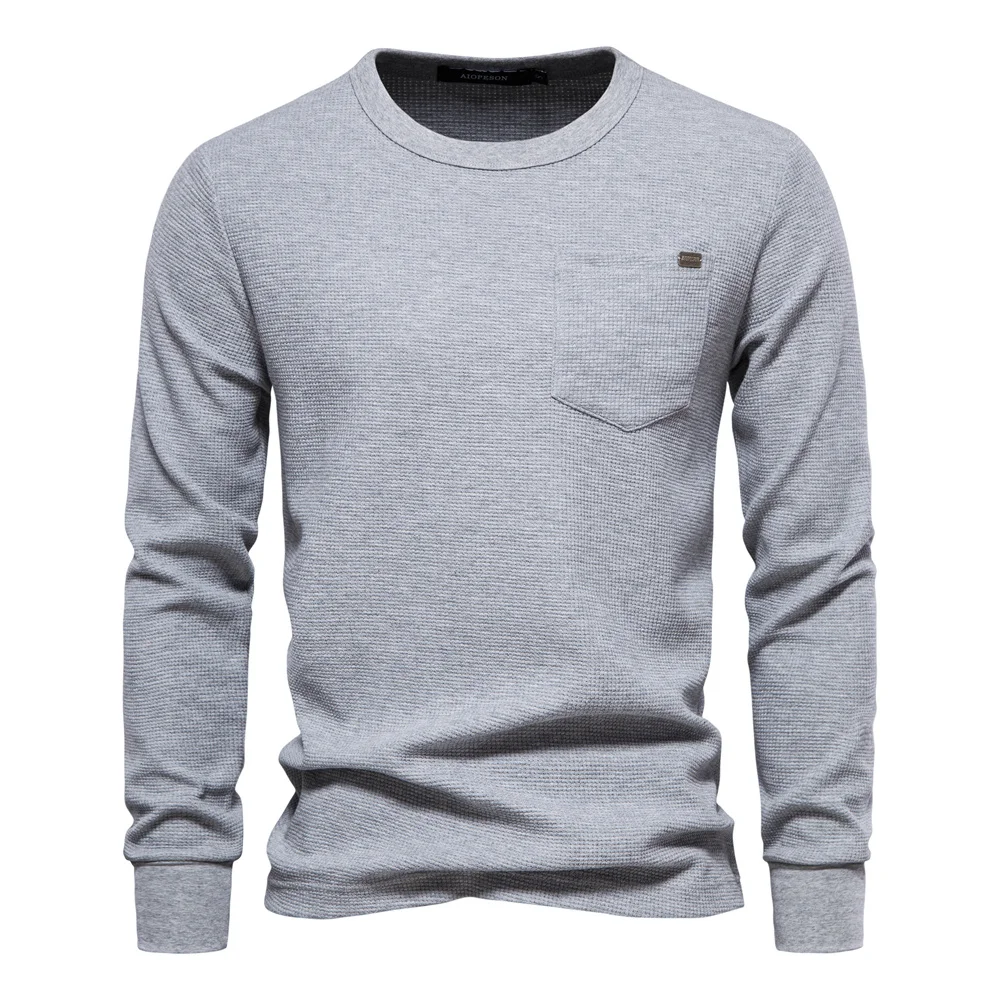 Men's Waffle Cotton Long Sleeve T-Shirt - Image 7