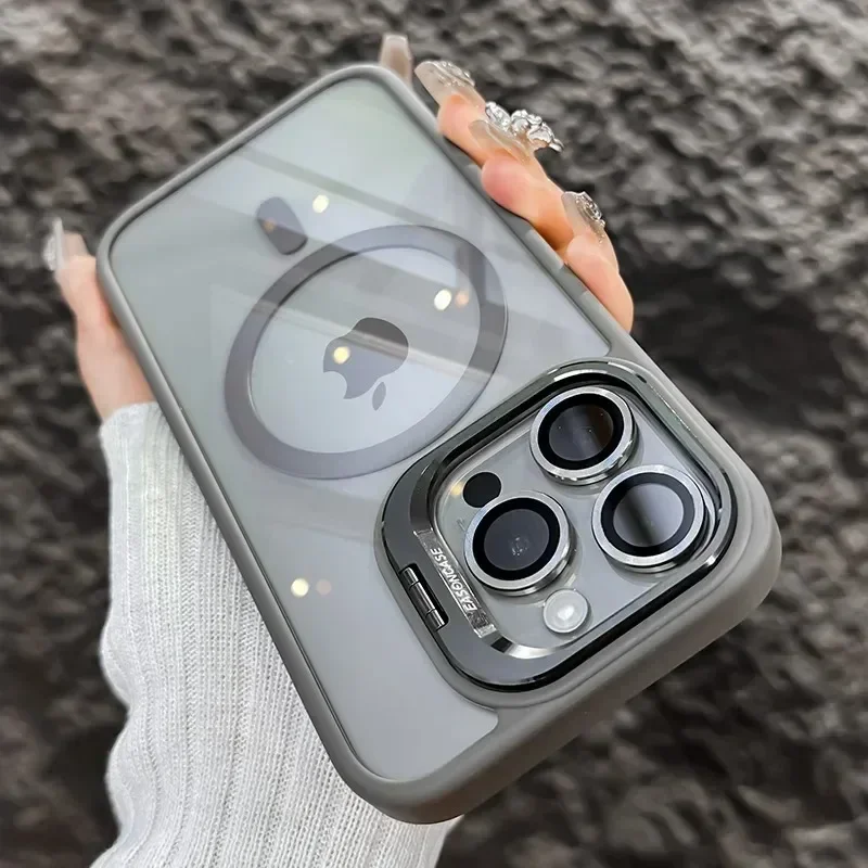 Magnetic Shockproof Transparent iPhone Case with MagSafe Stand - Image 9