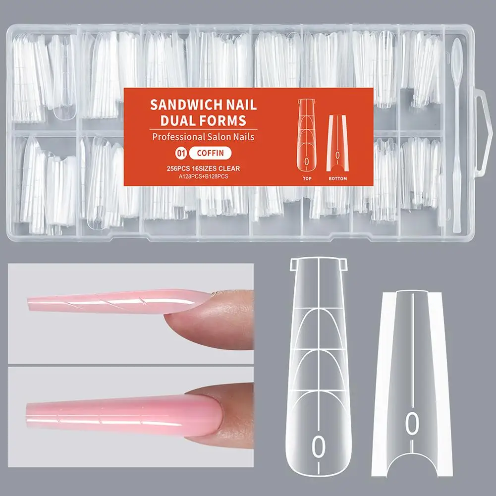256‑Piece Dual‑Form Nail Extension Set – Plastic Sandwich Tips - Image 2