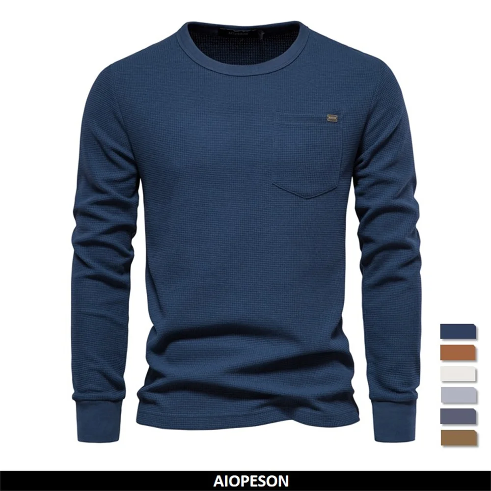 Men's Waffle Cotton Long Sleeve T-Shirt