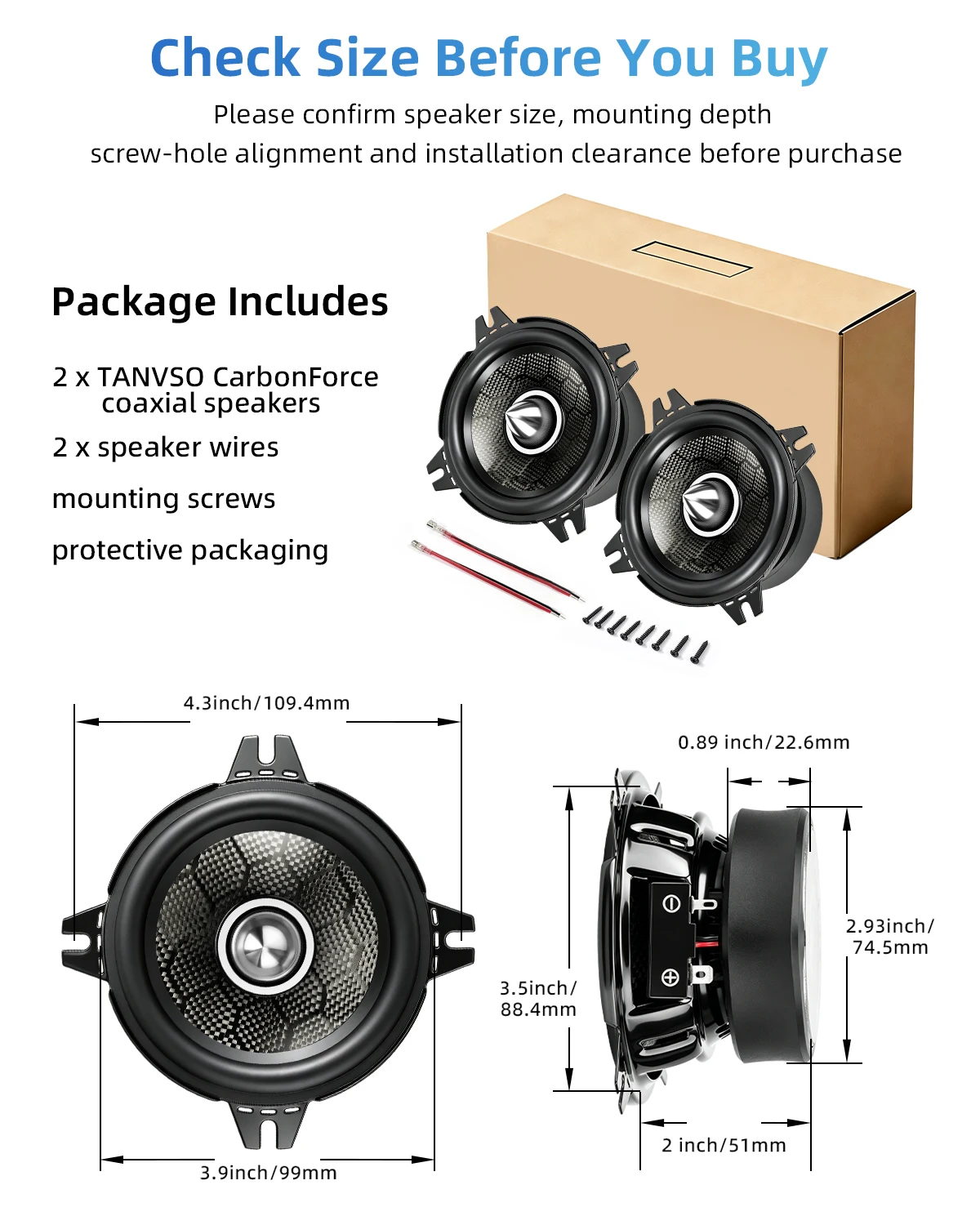 2pcs 4-inch mid-bass car speakers 450WPeak HIFISpeakers with Honeycomb Carbon Fiber ConeGeneral audio and speaker accessories - Image 6