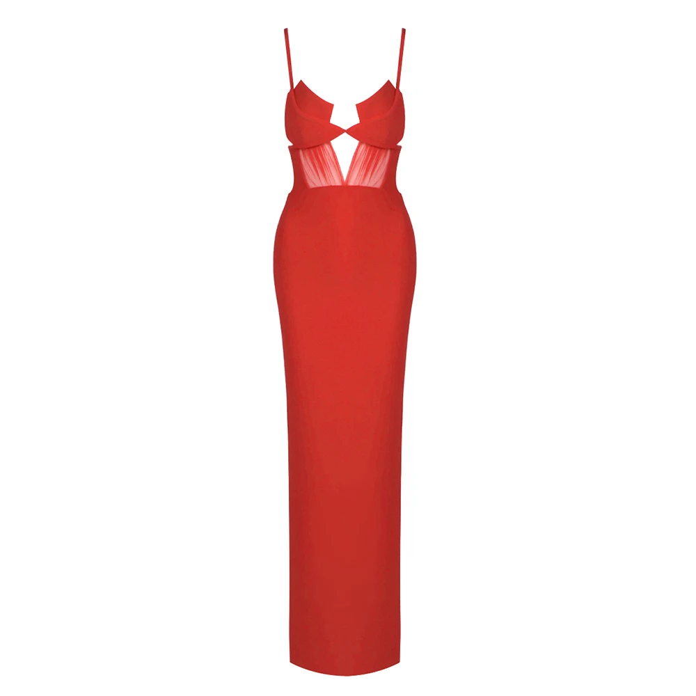 Women's Sheer Panel Bandage Maxi Gown - view 7