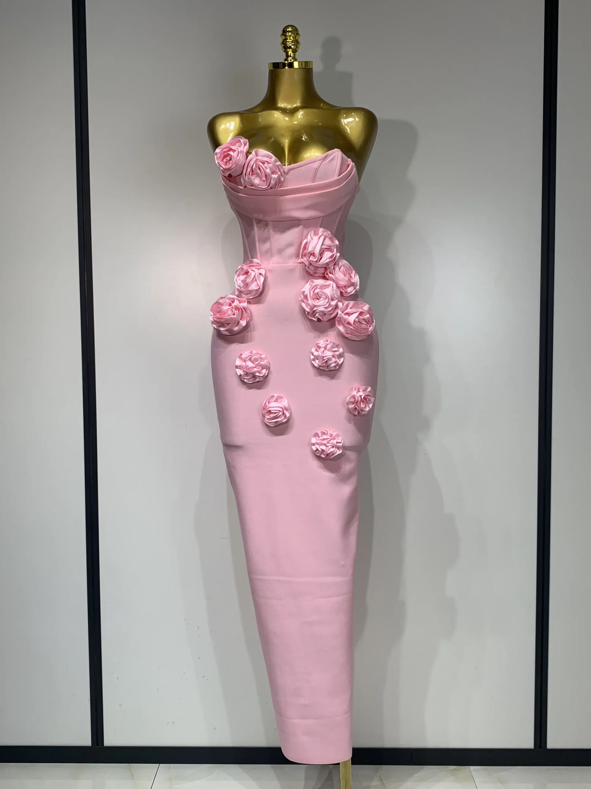 Women's Strapless Floral Bodycon Maxi Dress - view 9