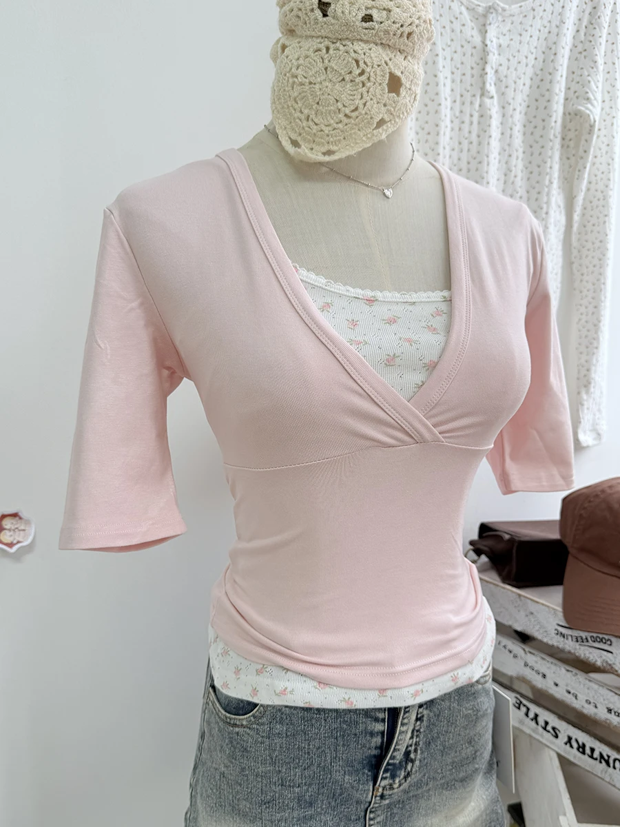 Women's V-Neck Cotton Crop Tee - view 2