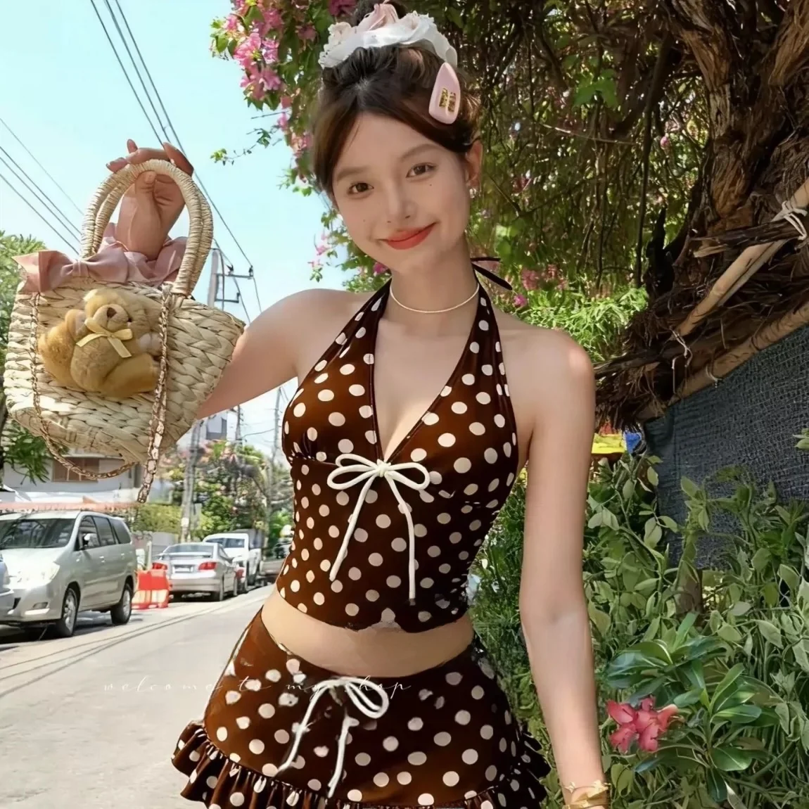 Women's Polka Dot Halter Bikini - view 2