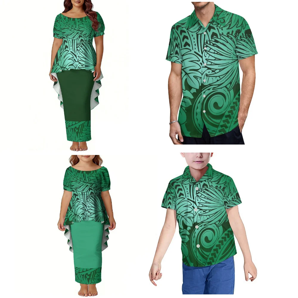 Polynesian Print Family Matching Outfits