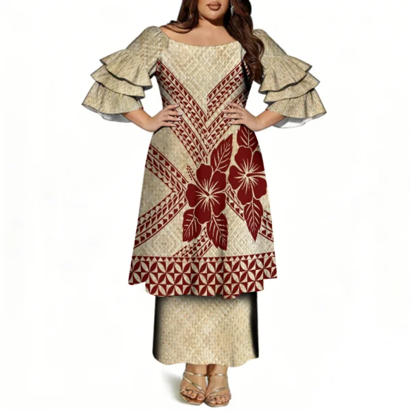 Women's Off-Shoulder Puletasi Two-Piece Dress - view 17
