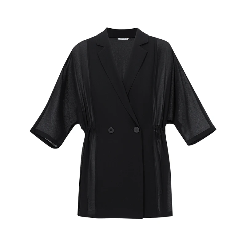Amii Women's Blazer 2026 Summer New Notch Lapel Dolman Sleeve Jacket Loose Lightweight Office Chiffon Coat For Women 12642007 - Image 6