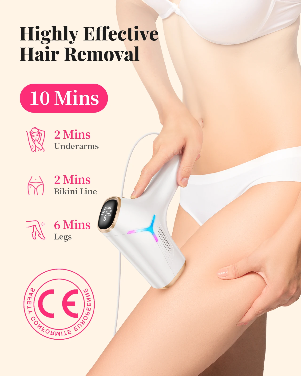 990,000‑Flash IPL Hair Removal Device, 9 Energy Levels, 5.2 cm² Window - Image 3