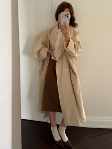 Women's Oversized Stand Collar Trench Coat