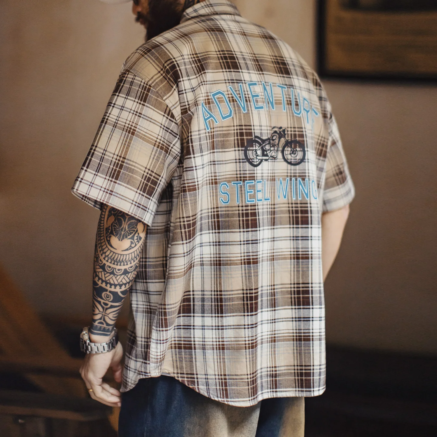 Men's Plaid Cotton Short Sleeve Shirt - Image 2