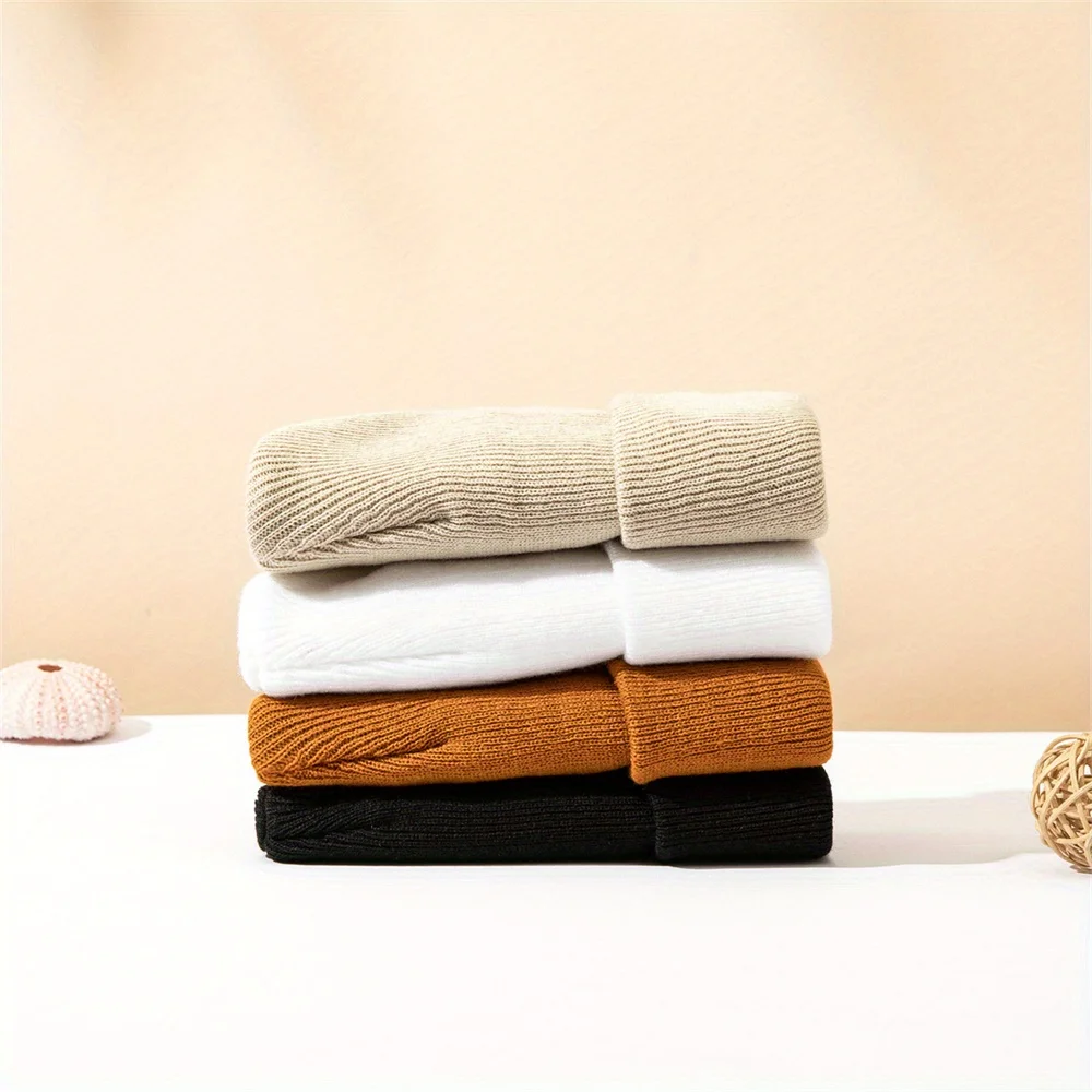 4‑Piece Knit Cuffed Baby Beanie Set – Polyester Fisherman's Hat - Image 2