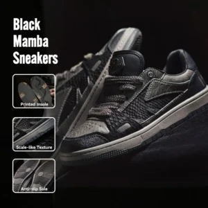 Maden Men's Low‑Top Snake Print Sneakers – Breathable Synthetic Upper