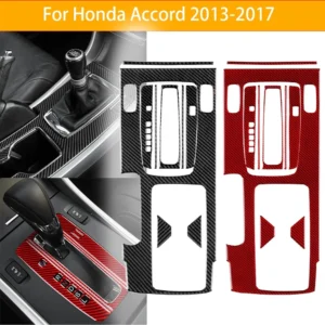 Carbon Fiber 2PCS Center Console Gear Panel Cup Holder Trim Sticker For Honda Accord 2013-2017 Car Interior Decoration Sticker