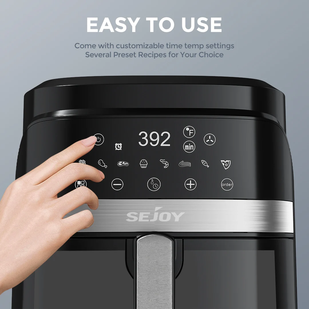 Sejoy 6-Quart 8-in-1 Air Fryer Oven – 1500W, 8 Touch Presets - Image 2