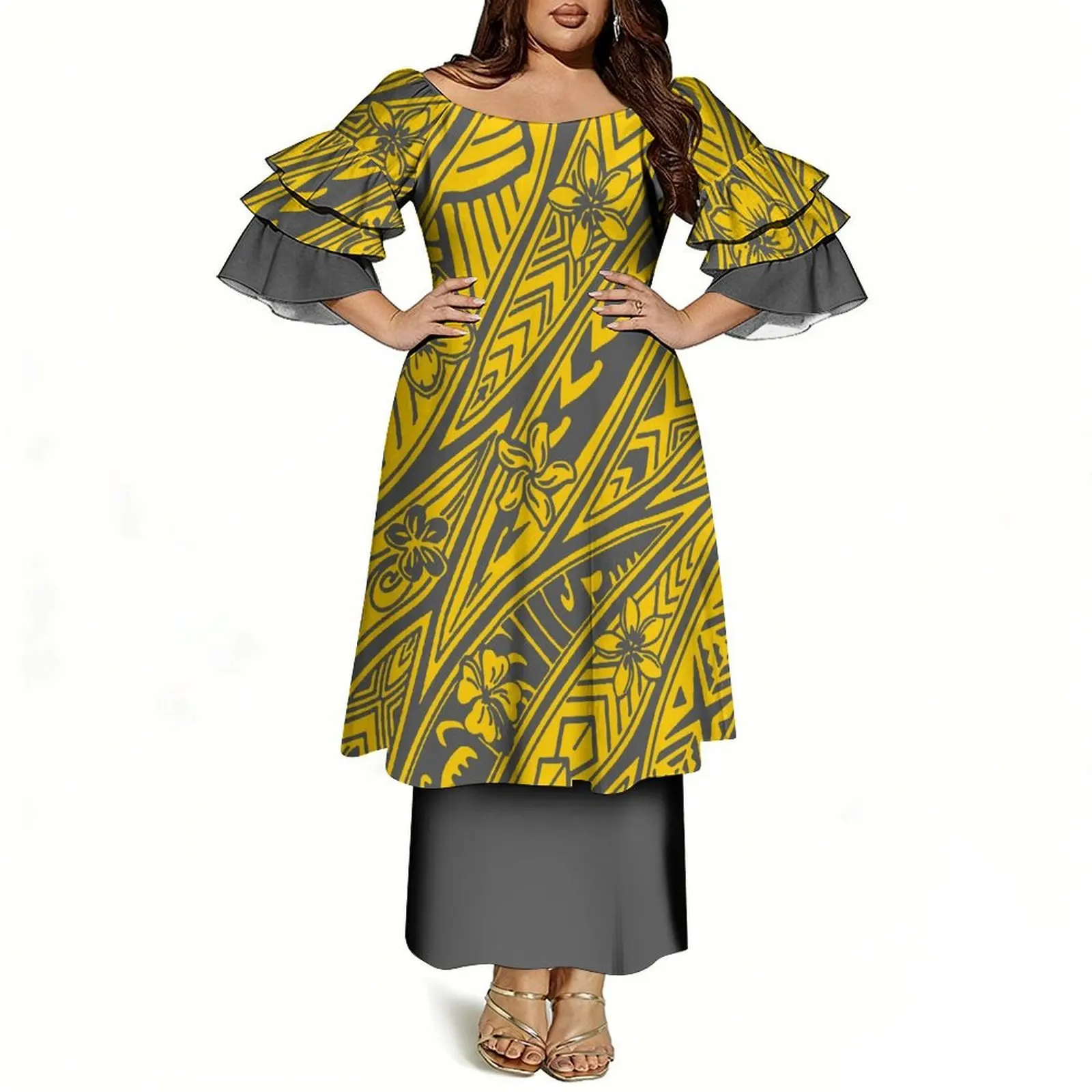 Women's Off-Shoulder Puletasi Two-Piece Dress - view 9