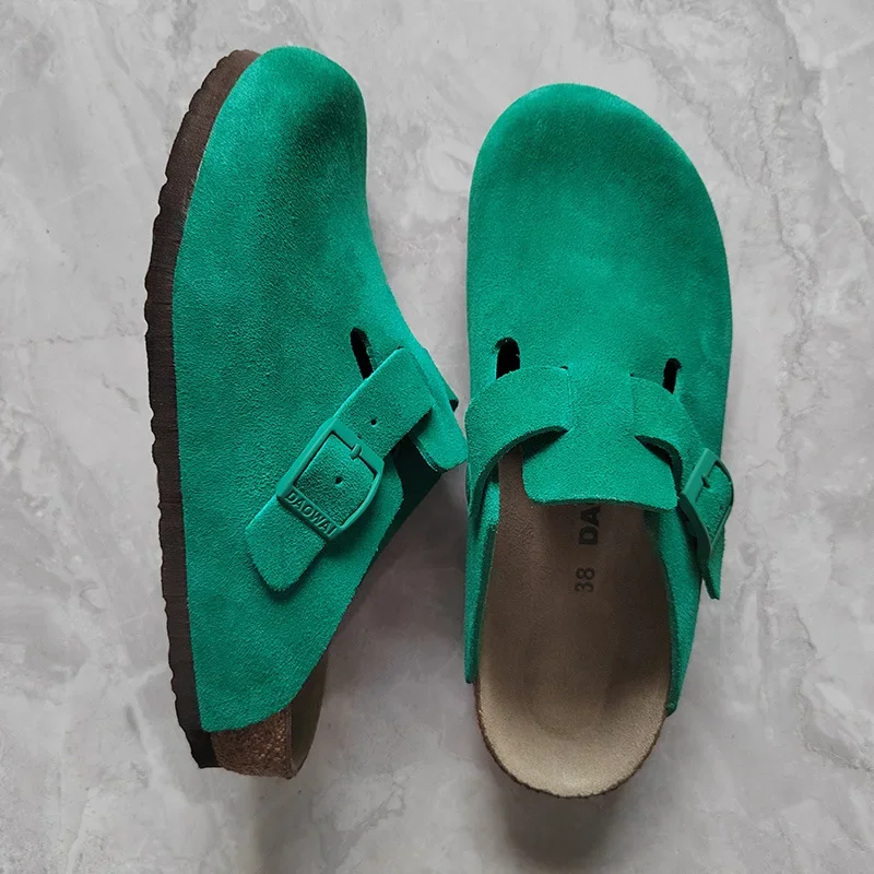 Genuine Leather Cork-Footbed Slip-On Clogs – Closed Toe, Sizes 31‑46 - Image 2