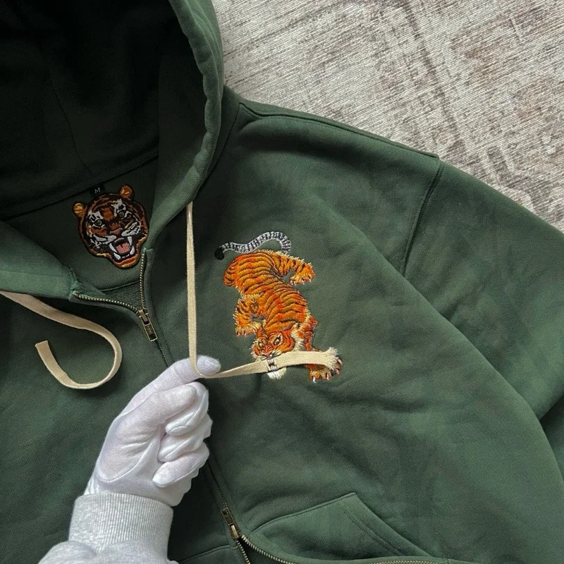 Oversized Y2K Vintage Wolf Embroidery Full-Zip Hoodie - Image 5