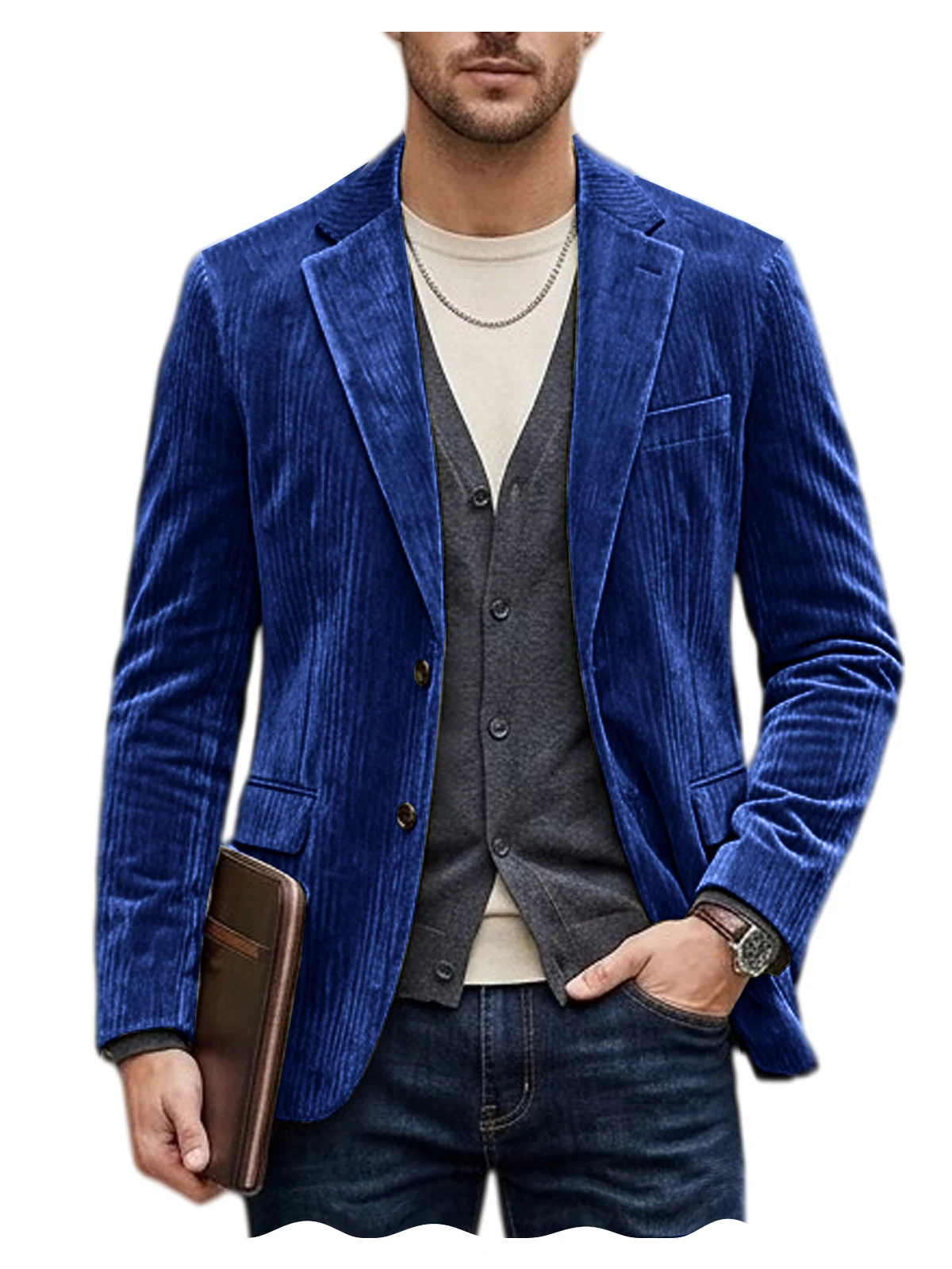 Men's Corduroy Blazer Jacket Casual Double-Sided Snow Cotton Slim Fit Notched Lapel Sport Coat for Business Daily Wear - Image 26