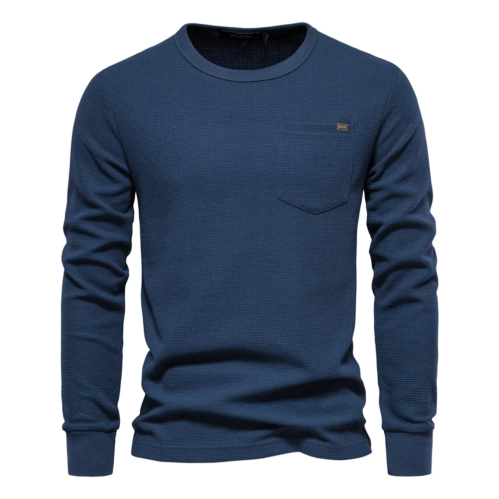 Men's Waffle Cotton Long Sleeve T-Shirt - Image 8