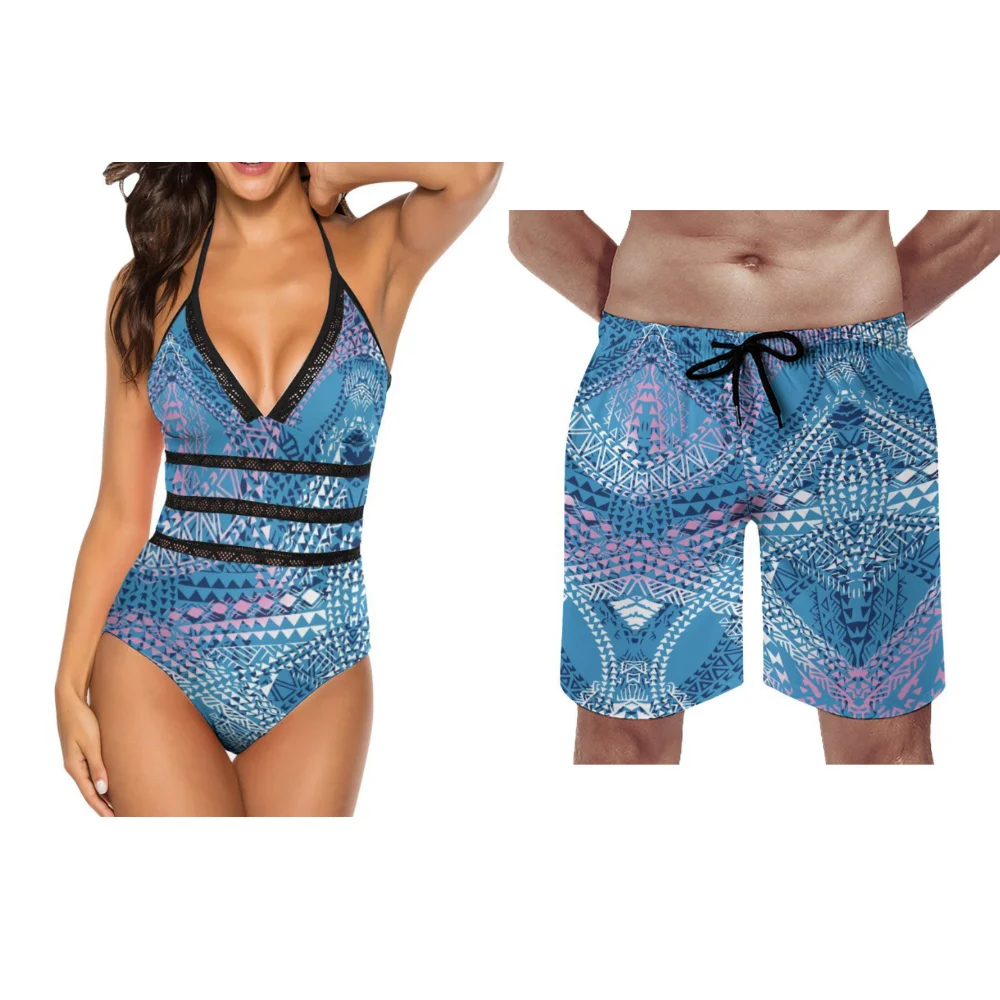 Summer Couples Swimwear Women's One-Piece Swimwear Retro Chic Swimwear Men's Beach Sports Shorts Custom Polynesia - Image 10