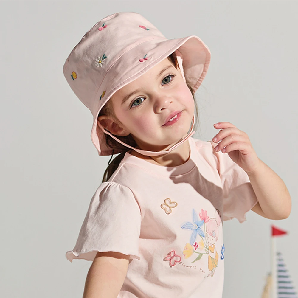 DAVE&BELLA Girls' 100% Cotton Floral Fisherman Sun Hat with Nylon Strap - Image 3