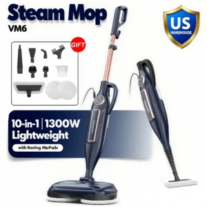 Vastorm VM6 1300W Steam Mop with Rotating Pads, LED Light, 330ml Tank