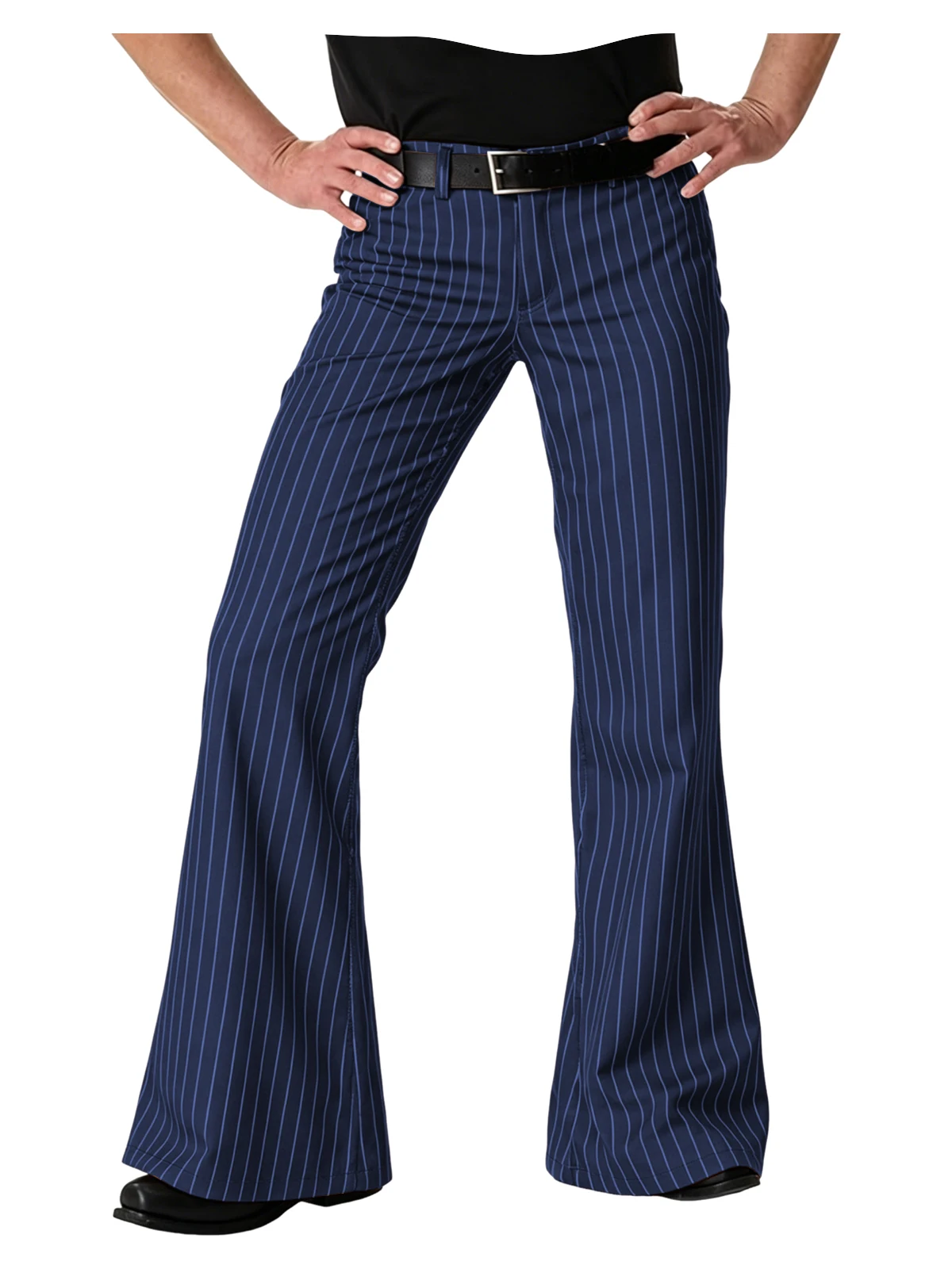 Men's Polyester Pinstripe Flared Pants - Image 18