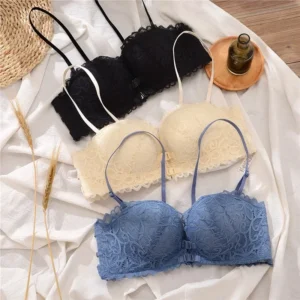 Sexy Back Without Steel Ring Underwear Female Small Breasts Gathered Big Breasts Showing Small Bra Black/Skin tone/White