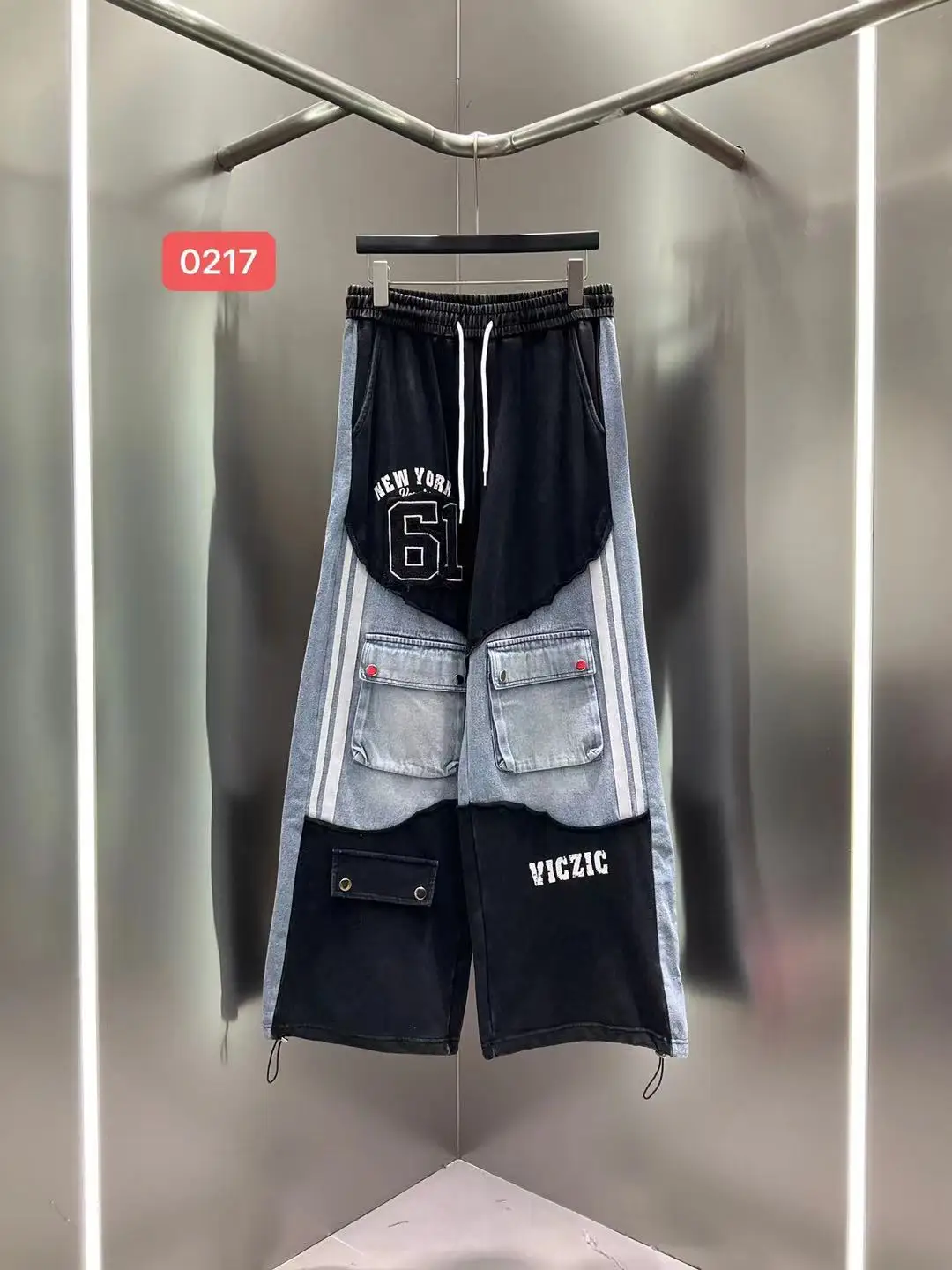 Women's Ripped Denim Tee and Letter Print Pants Set - view 12