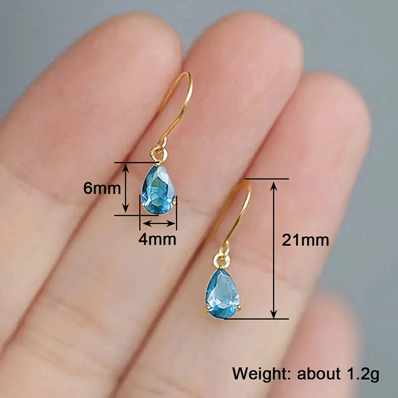 Huitan Water Drop CZ Earrings – Brass Alloy, 1.2g - Image 5