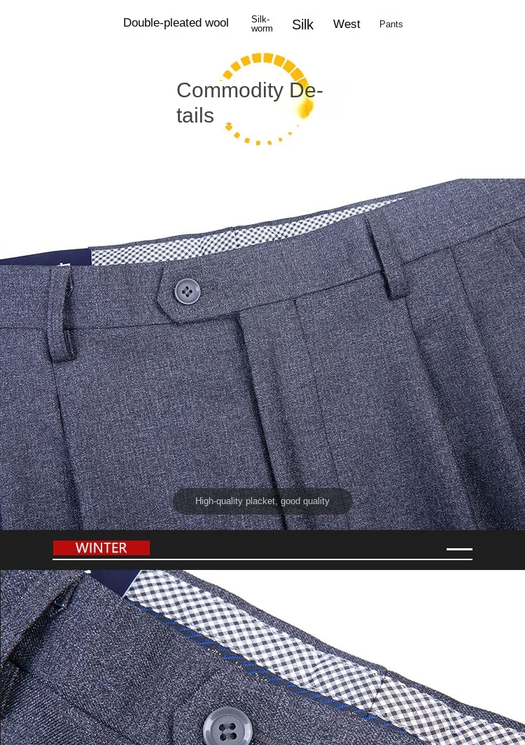 Men's Double Pleated Polyester Business Pants - Image 3