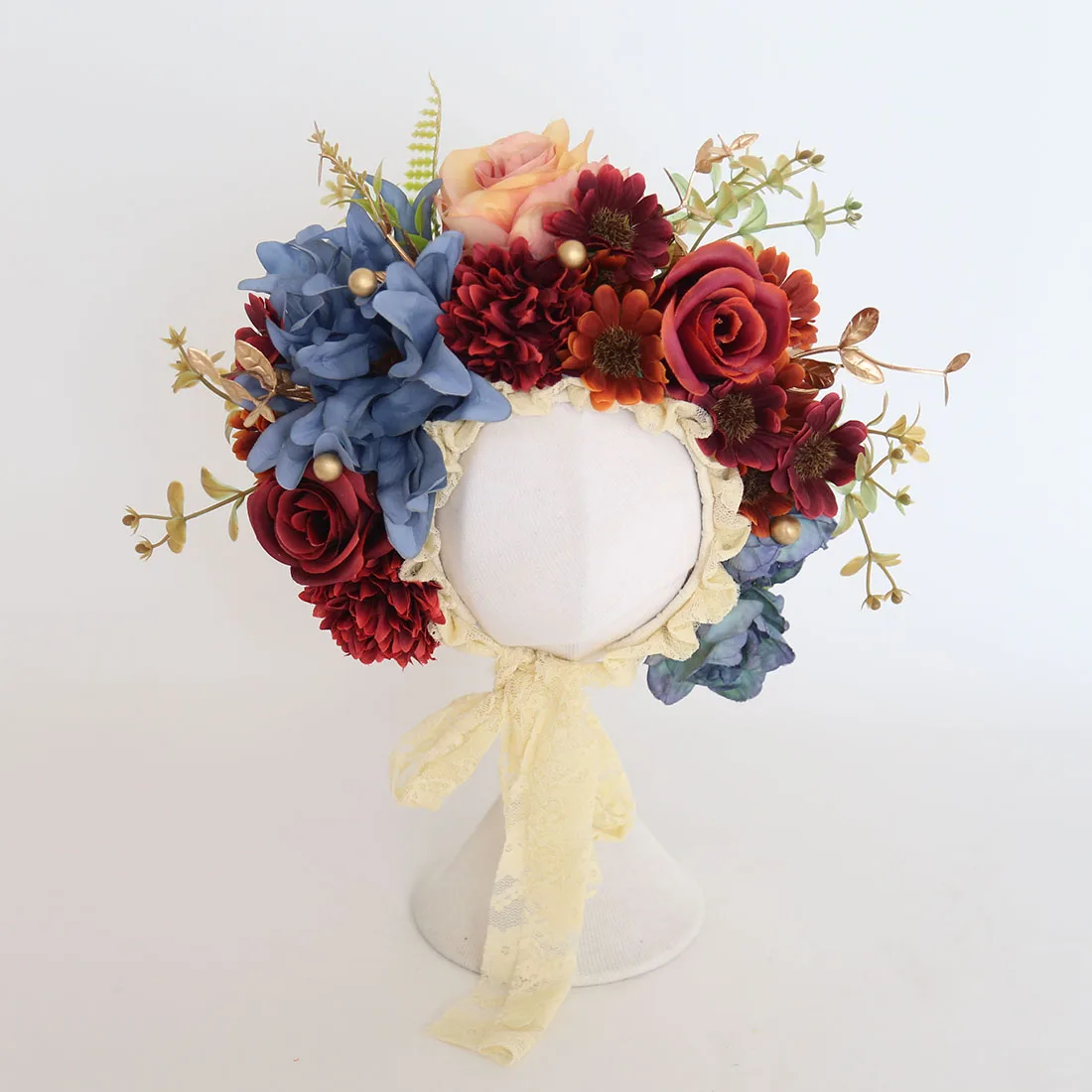 Floral Baby Bonnet – Cute Polyester & Wool – Vintage Newborn Hat - Image 13