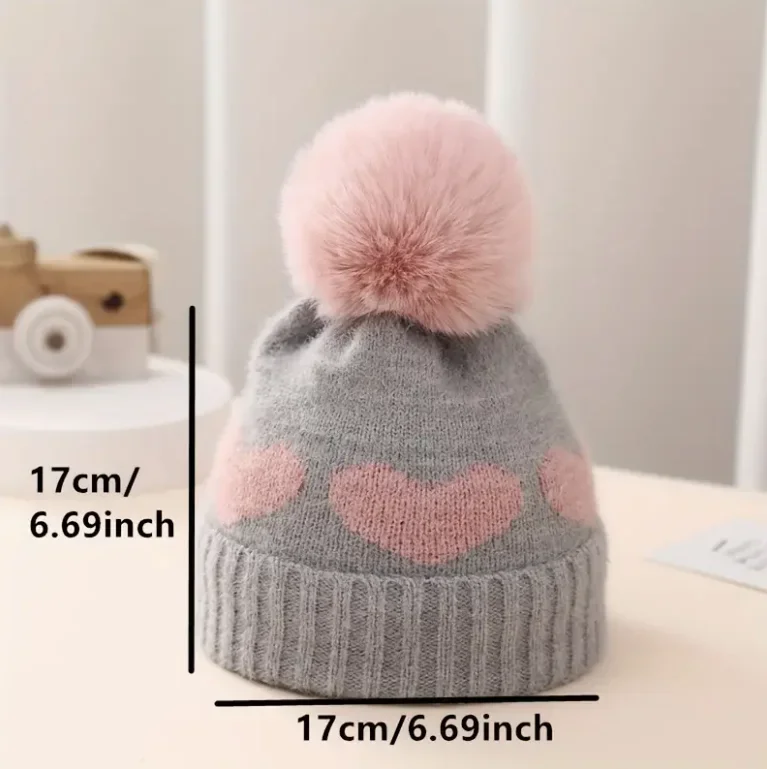 Polyester Pom-Pom Knit Baby Beanie – Unisex 1-3 Years, Cozy Winter Hat - Image 5