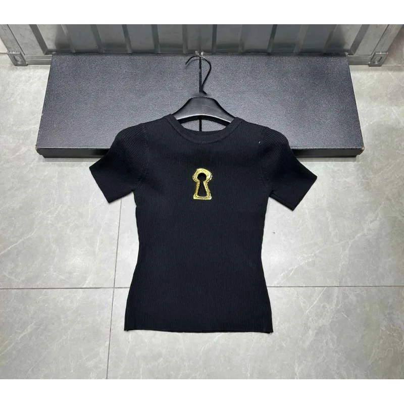 High Quality Summer New Hollowed Out Stand Up Collar Knitted Sweater Tshirt Women Commuting Slimming Sweater T-shirts Top - Image 10