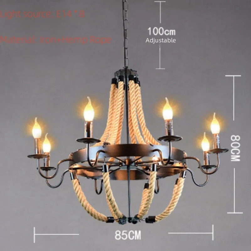Vintage Rope LED Pendant Lamp – Metal Black/Brown Chandelier - Image 9