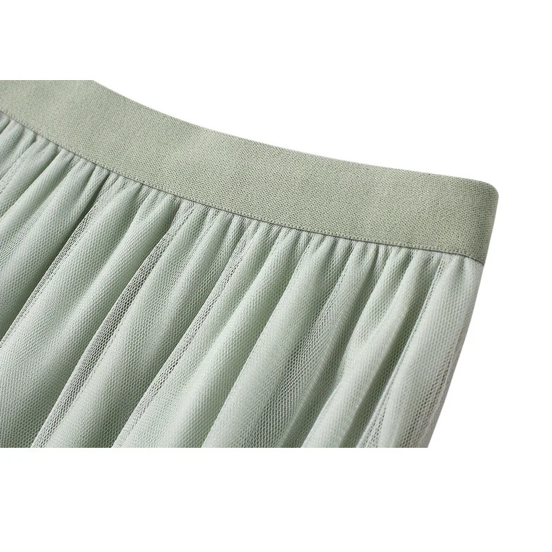 OHRYIYIE Women irregular Long Tulle Skirts Ladies High Waist Ankle-Length Tutu Maxi Skirts Beige Green Female Faldas Jupe Femme - Image 5