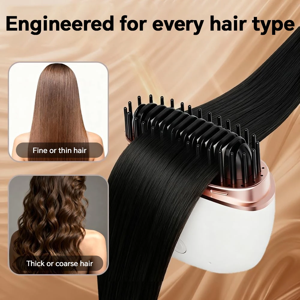 Mini Straightener USB Rechargeable Hair Straightener Brush - Anti-Scald Shell, Cordless Straightening Comb for Smooth Hairstyle - Image 4