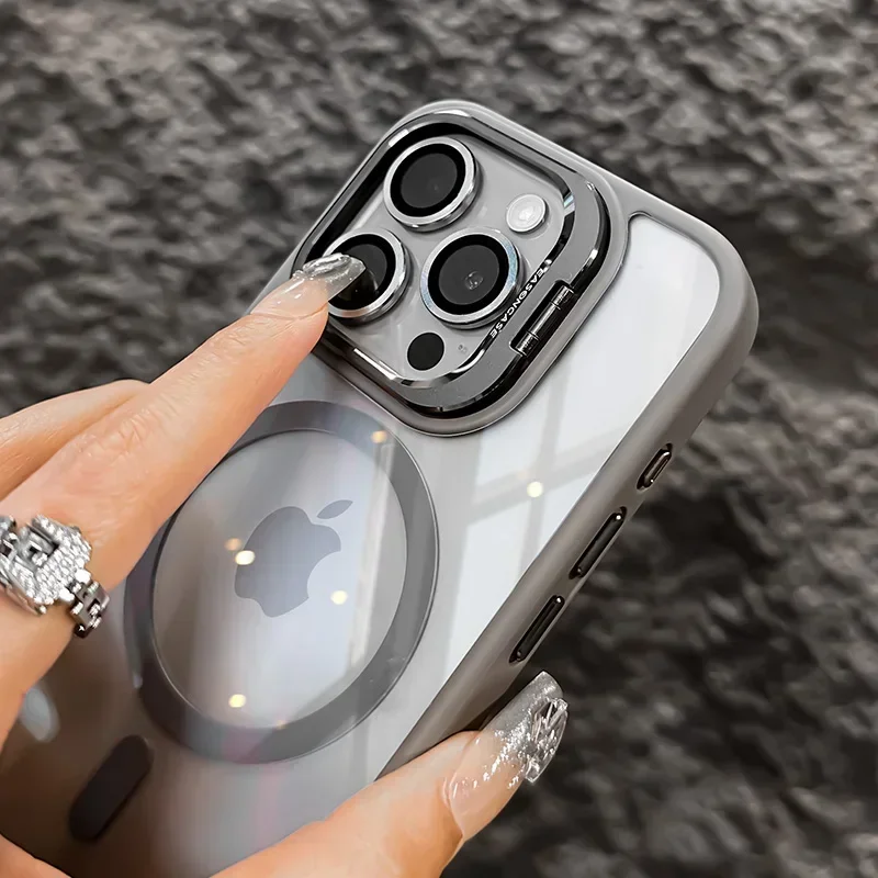 Magnetic Shockproof Transparent iPhone Case with MagSafe Stand - Image 2