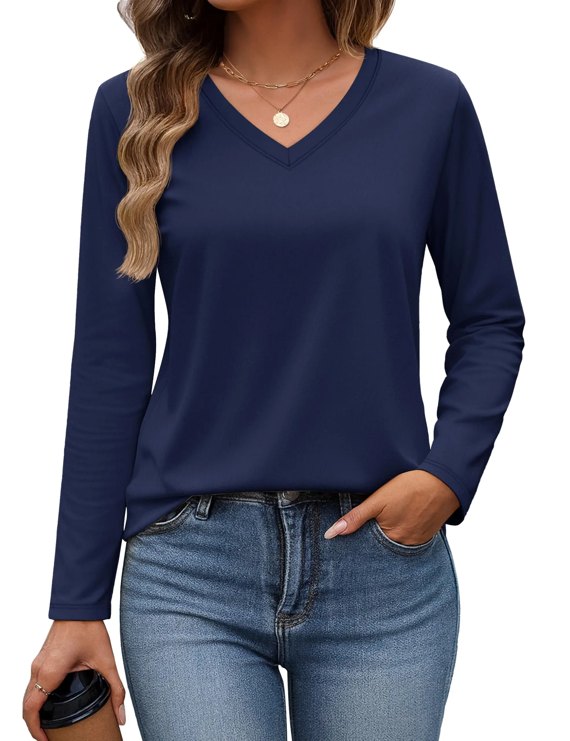 TACVASEN Women's V-Neck Long Sleeve Tee - view 14