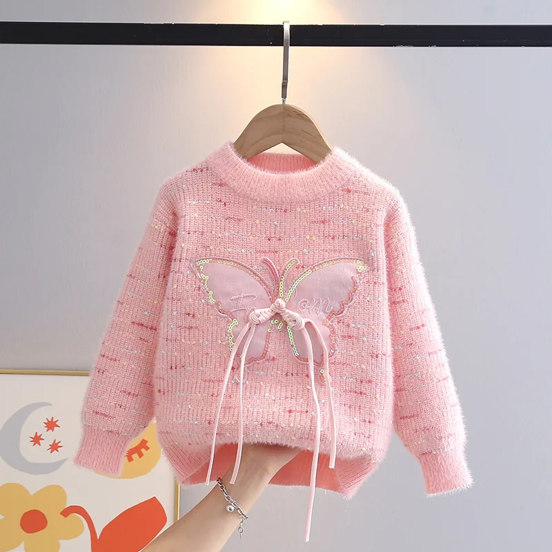 Sweet Children Clothing Autumn New Girl Baby Colorful Polka Dot Sweater Winter Trend Tassel Bowtie Kid Princess Pullover HY11211 - Image 3