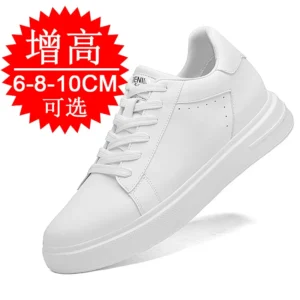 Men’s Genuine Leather Slip-On Elevator Sneakers – 6‑10 cm Height Increase