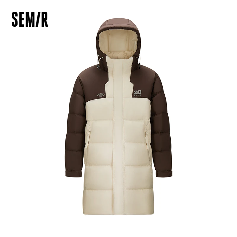 Semir Men's Mid-Length Hooded Colorblock Down Jacket - Image 2